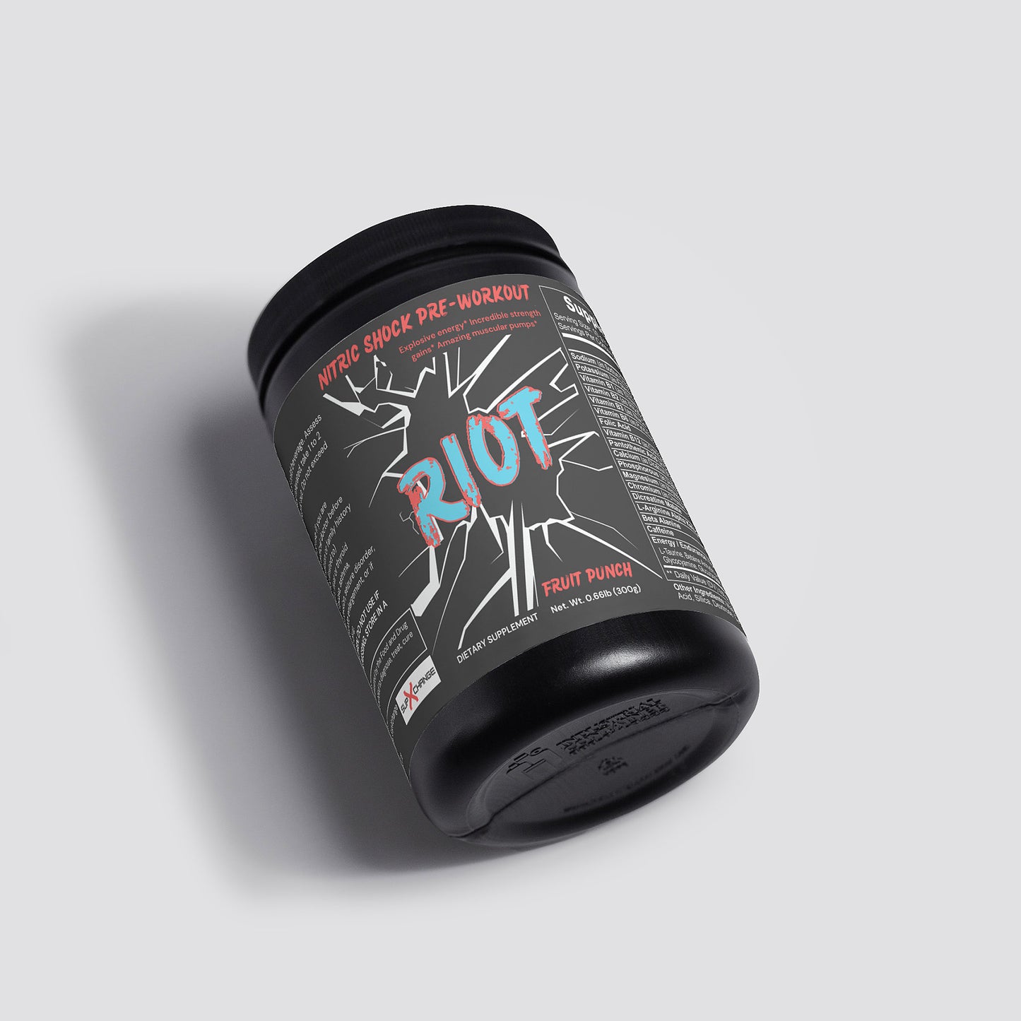 RIOT  Nitric Shock Pre-Workout Powder (Fruit Punch)