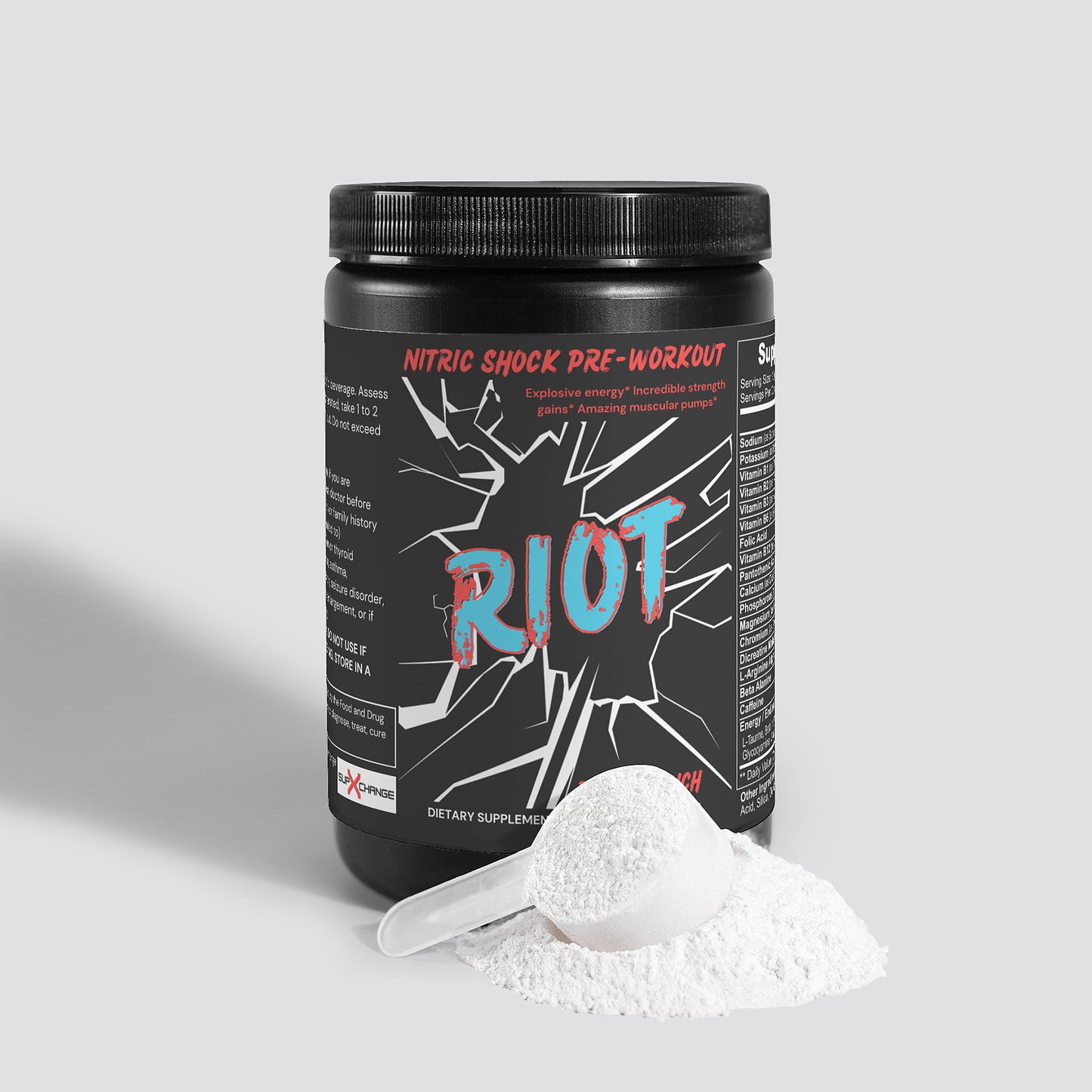 RIOT  Nitric Shock Pre-Workout Powder (Fruit Punch)